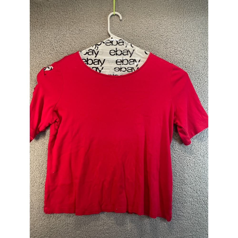 Kim Rogers Womens Short-Sleeve Red Cotton Shirt - Sz XL
